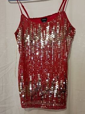 NWT Rue21 Red Sequin Tank Top, SZ 6, NWT